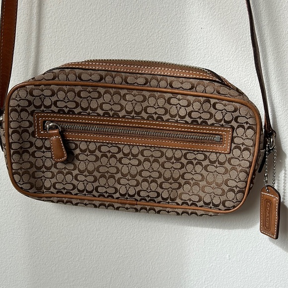 Coach Handbags - Coach Signature 6341 Pouch Shoulder Handbag Purse Brown